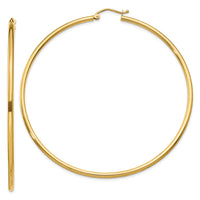Thumbnail for 14k Polished 2x65mm Tube Hoop Earrings
