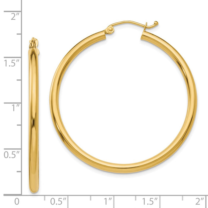 14K Polished 2.5mm Tube Hoop Earrings