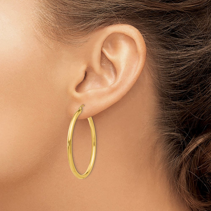 14K Polished 2.5mm Tube Hoop Earrings