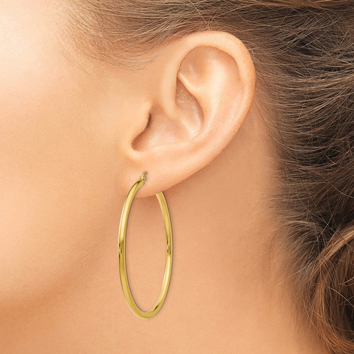 14K Polished 2.5mm Tube Hoop Earrings