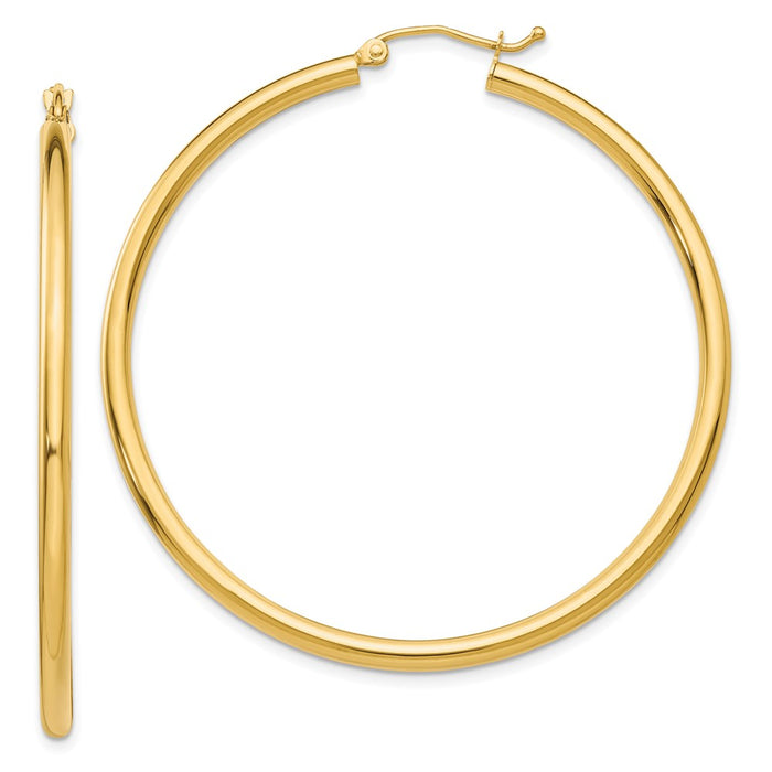 14K Polished 2.5mm Tube Hoop Earrings