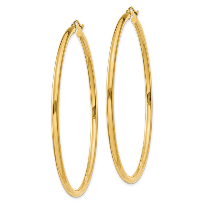 14K Polished 2.5mm Tube Hoop Earrings