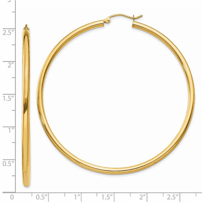 14K Polished 2.5mm Tube Hoop Earrings