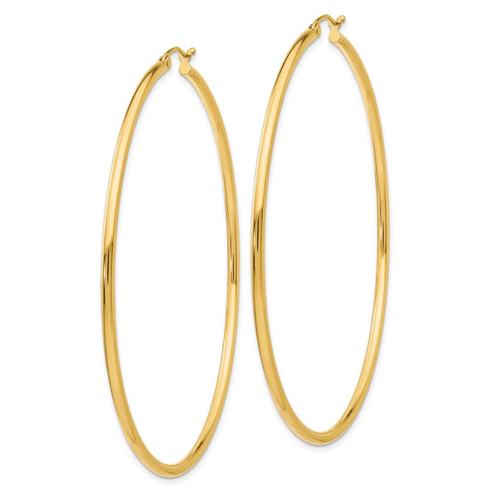 14K Polished 2.5mm Tube Hoop Earrings