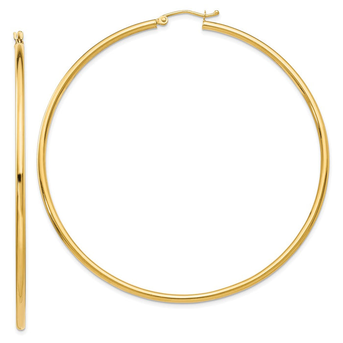 14K Polished 2.5mm Tube Hoop Earrings