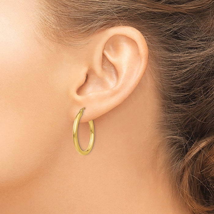 14K Polished 2.5mm Tube Hoop Earrings