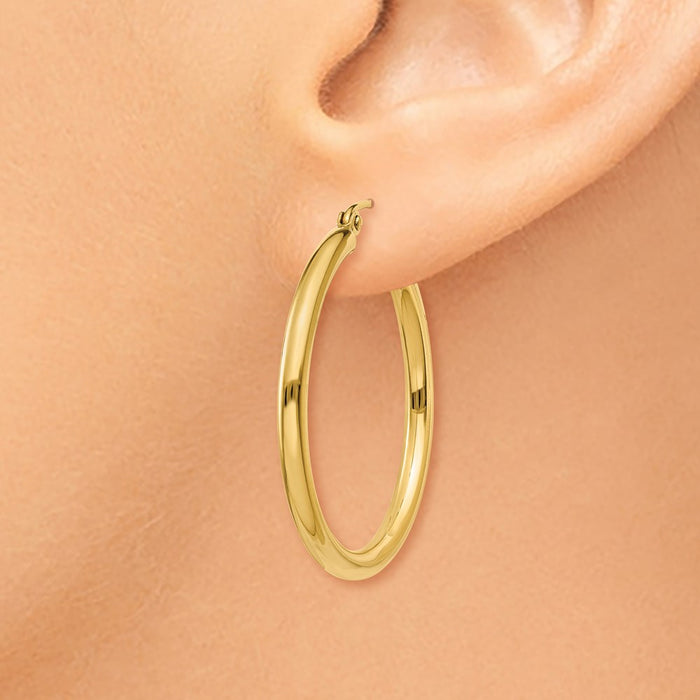 14K Polished 2.5mm Tube Hoop Earrings