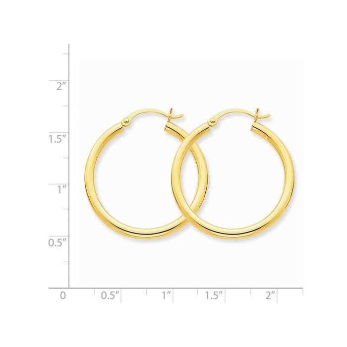 14K Polished 2.5mm Tube Hoop Earrings