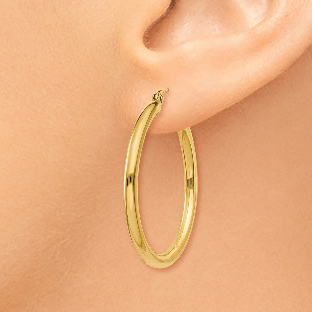 14K Polished 2.5mm Tube Hoop Earrings