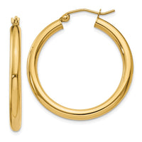Thumbnail for 14K Polished 3mm Tube Hoop Earrings