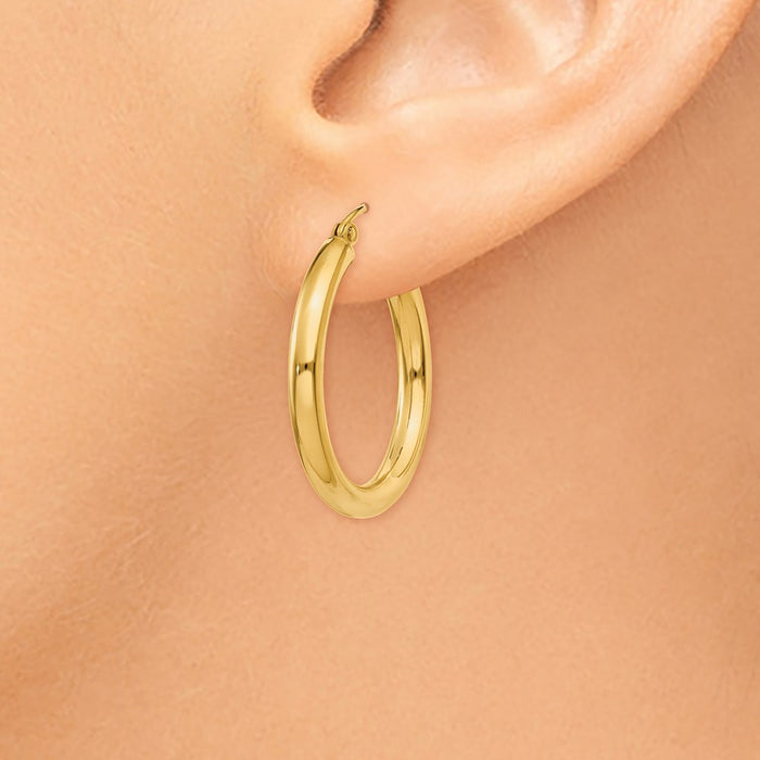 14k Polished 3mm Tube Hoop Earrings