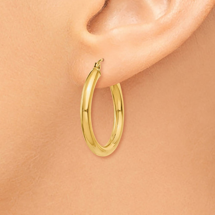 14k Polished 3mm Tube Hoop Earrings