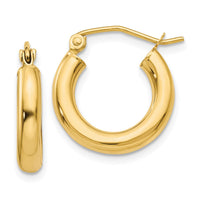 Thumbnail for 14K Polished 3mm Tube Hoop Earrings
