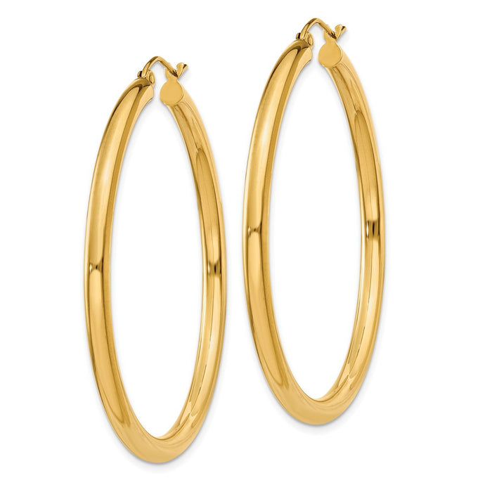 14K Polished 3mm Tube Hoop Earrings