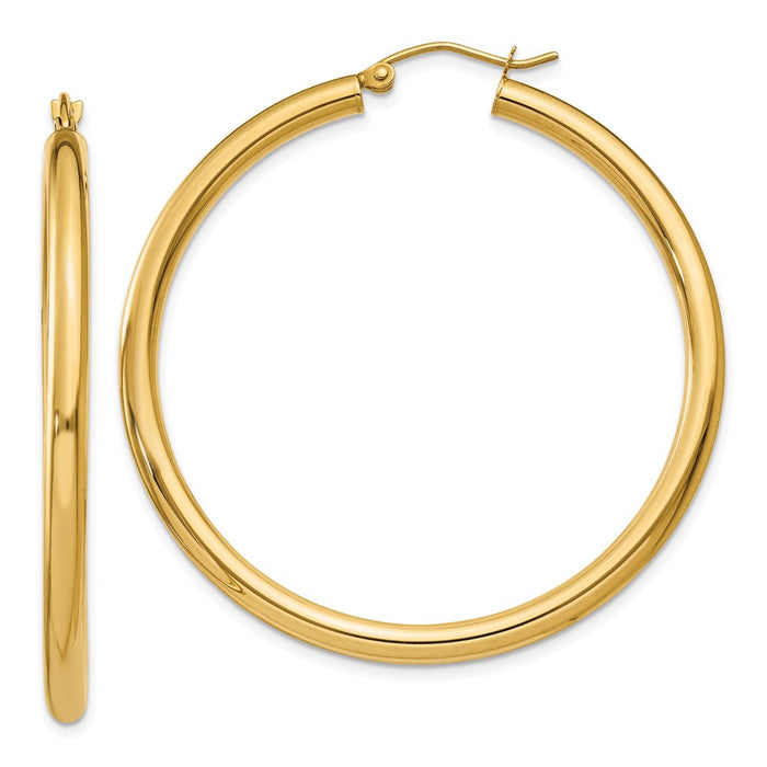 14K Polished 3mm Tube Hoop Earrings