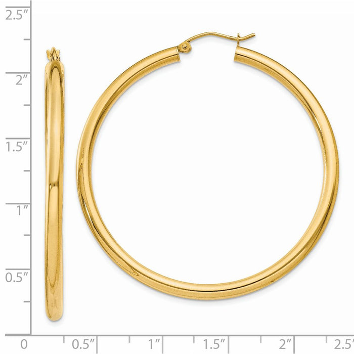 14K Polished 3mm Tube Hoop Earrings