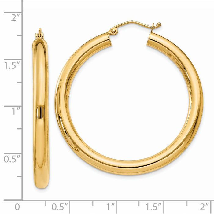 14K Polished 4mm Tube Hoop Earrings