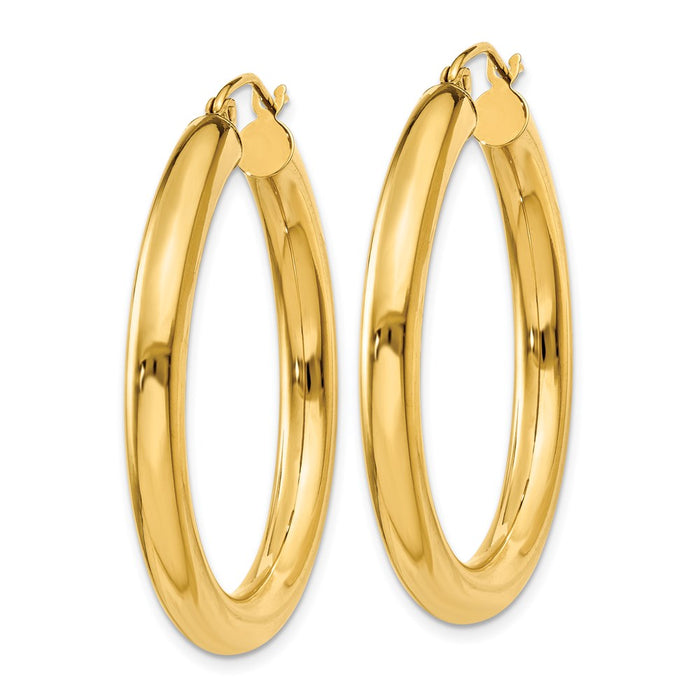 14K Polished 4mm Tube Hoop Earrings