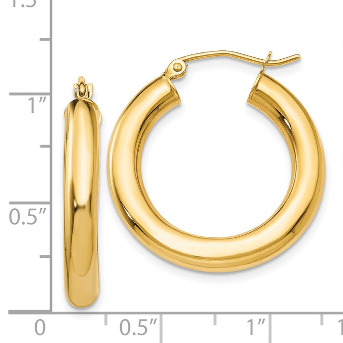 14k Polished 4mm Tube Hoop Earrings
