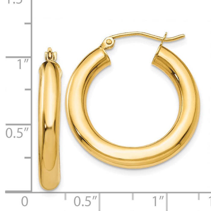 14k Polished 4mm Tube Hoop Earrings