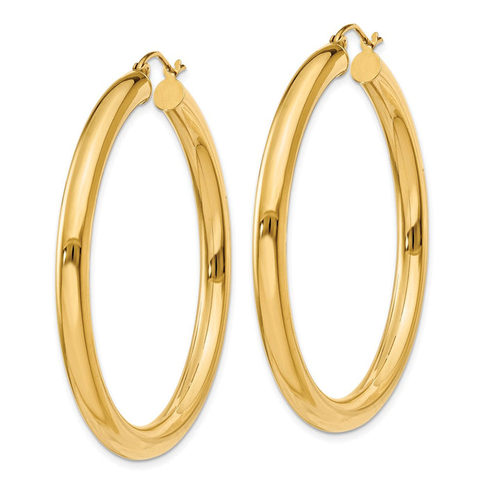 14K Polished 4mm Tube Hoop Earrings