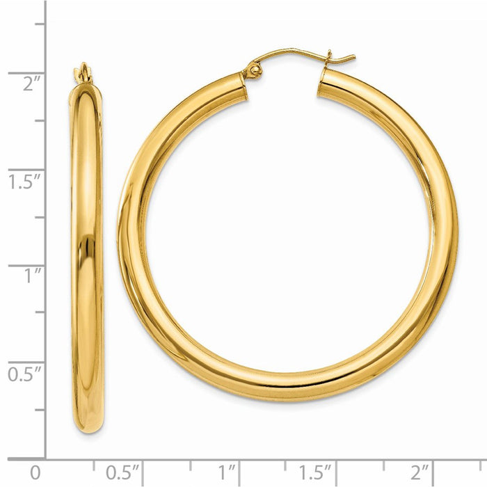 14K Polished 4mm Tube Hoop Earrings