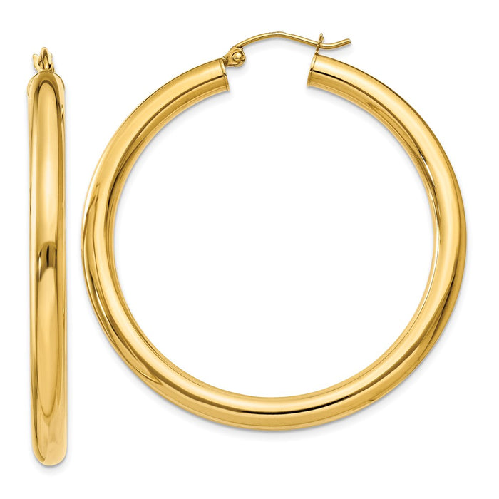 14K Polished 4mm Tube Hoop Earrings