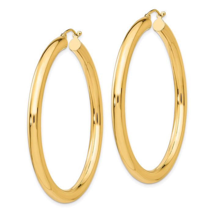 14K Polished 4mm Tube Hoop Earrings