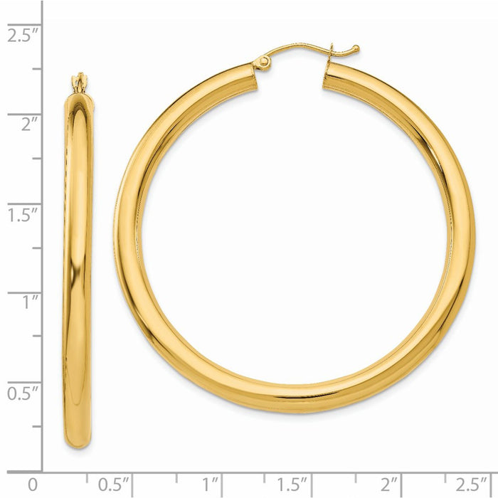 14K Polished 4mm Tube Hoop Earrings