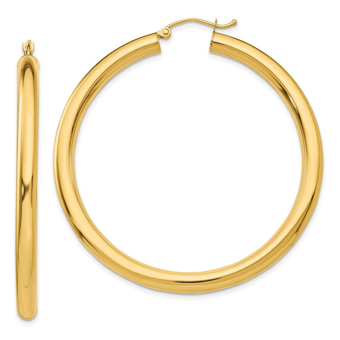 14K Polished 4mm Tube Hoop Earrings