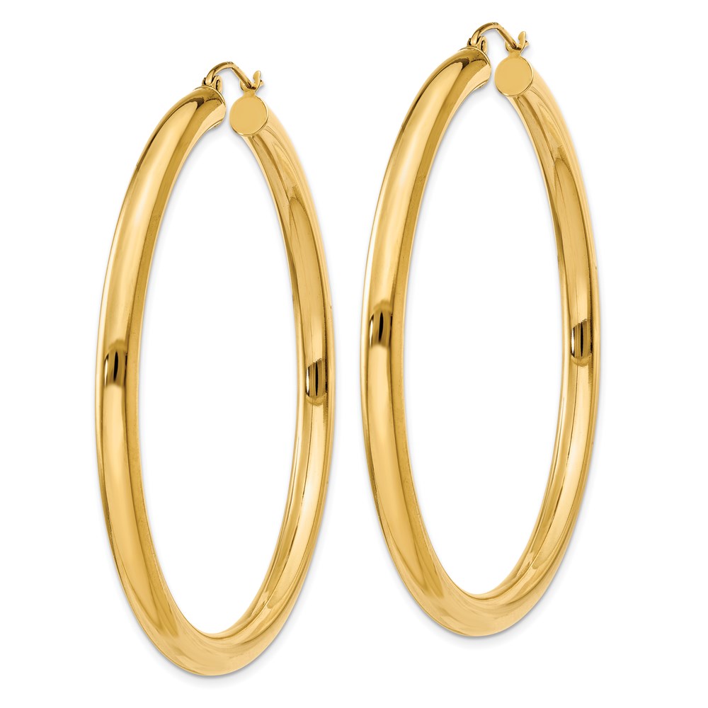 14K Polished 4mm Tube Hoop Earrings