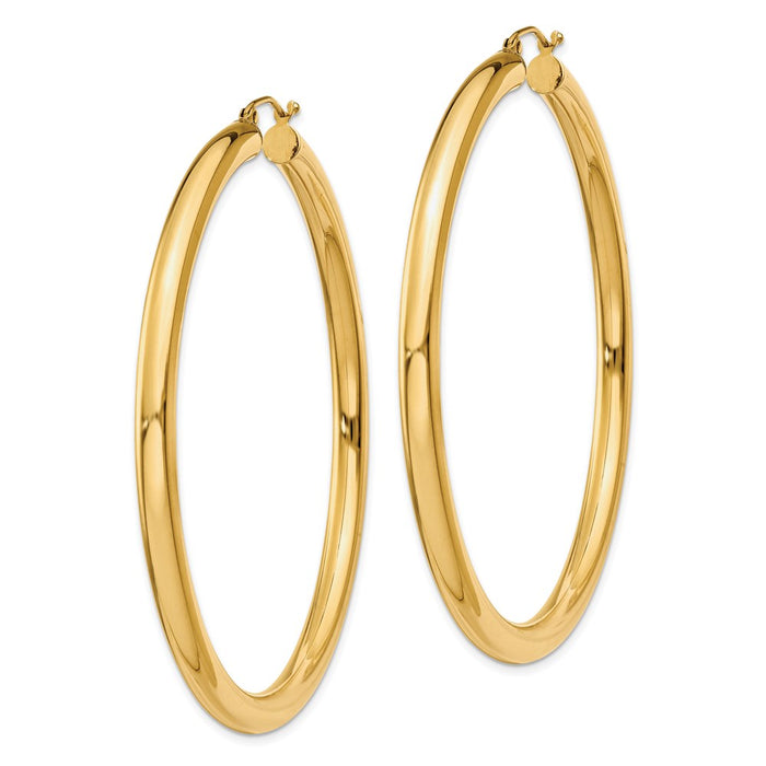 14K Polished 4mm Tube Hoop Earrings