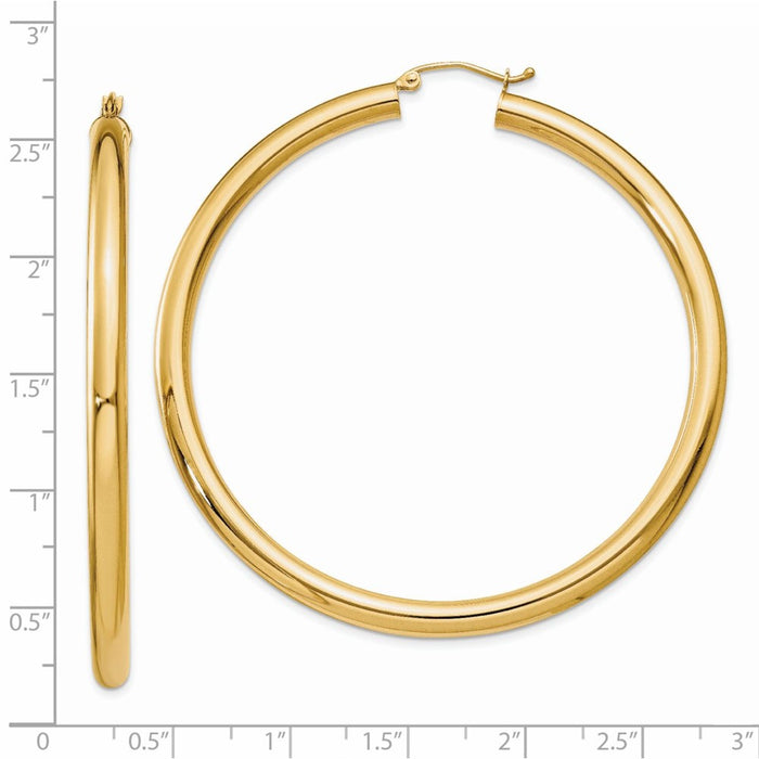 14K Polished 4mm Tube Hoop Earrings