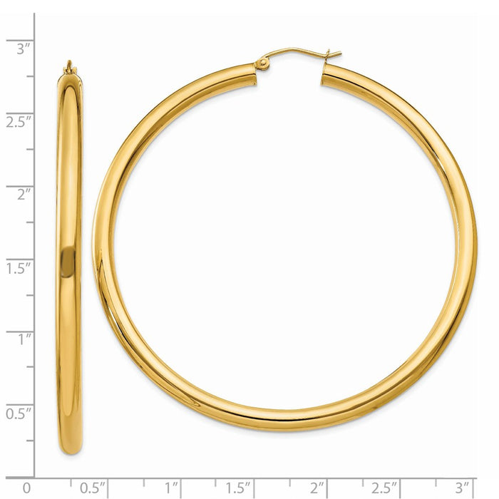 14K Polished 4mm Tube Hoop Earrings