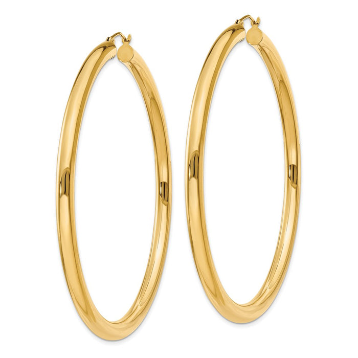 14K Polished 4mm Tube Hoop Earrings