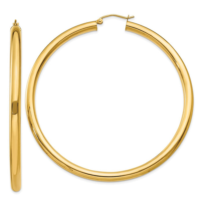 14K Polished 4mm Tube Hoop Earrings