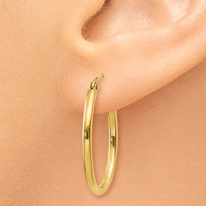 14k Oval Polished Hoop Earring