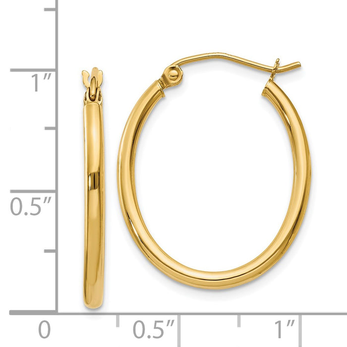 14k Oval Polished Hoop Earring