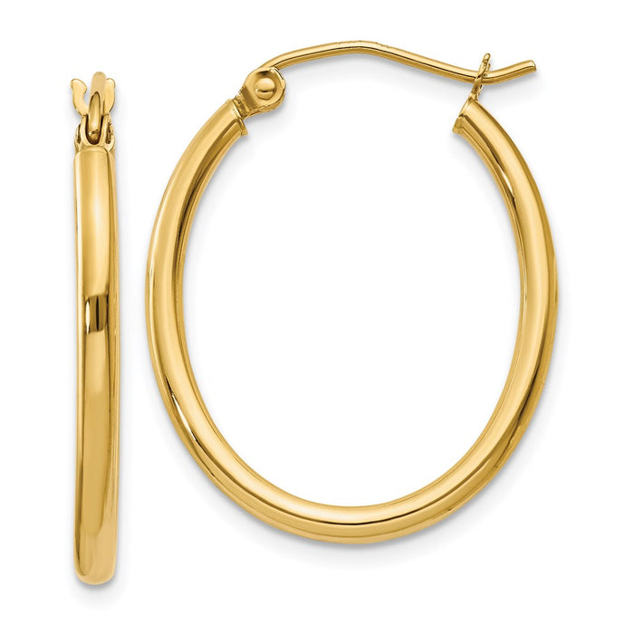 14k Oval Polished Hoop Earring