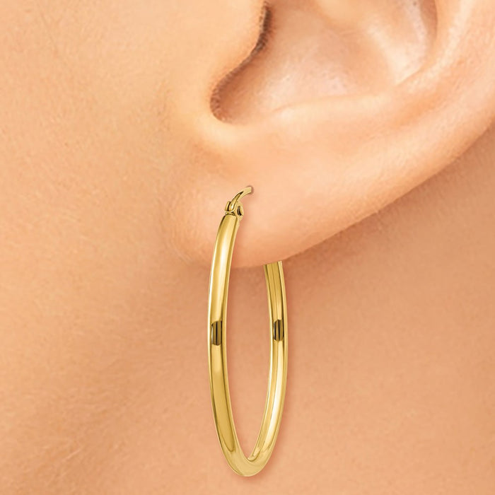 14k Oval Polished Hoop Earring