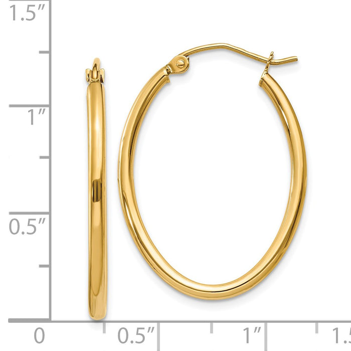 14k Oval Polished Hoop Earring