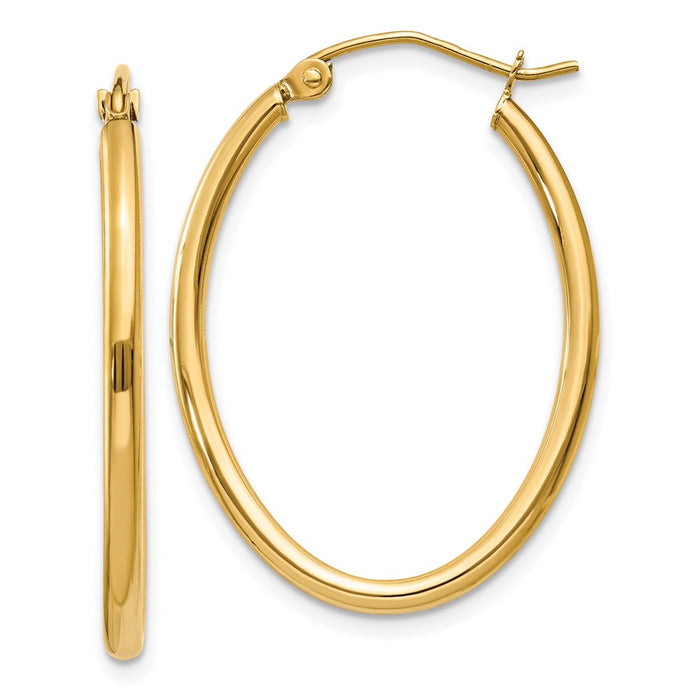 14k Oval Polished Hoop Earring