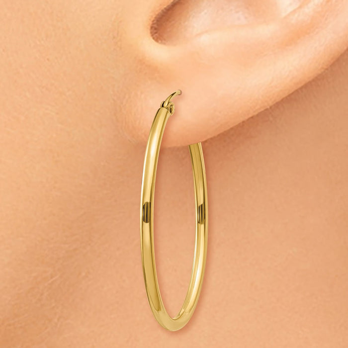 14k Oval Polished Hoop Earring