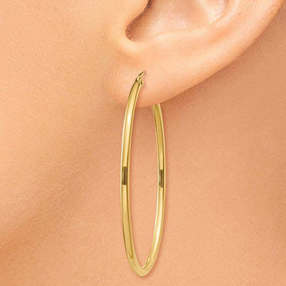 14k Oval Polished Hoop Earring