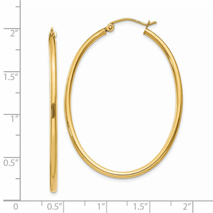 14k Oval Polished Hoop Earring