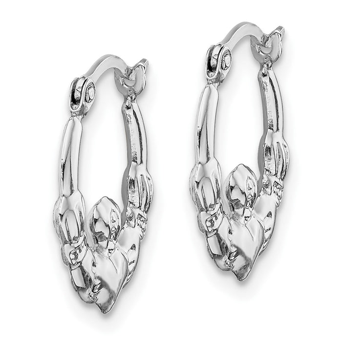 14k White Gold Claddagh Hoop Earrings