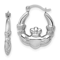 Thumbnail for 14k White Gold Claddagh Hoop Earrings