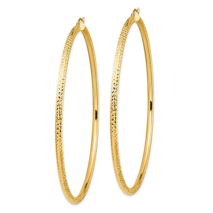 14k Lightweight 3mm Diamond-cut Hoop Earrings