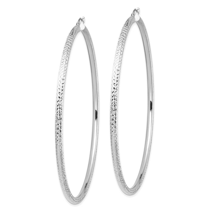 14k Lightweight 3mm Diamond-cut Hoop Earrings