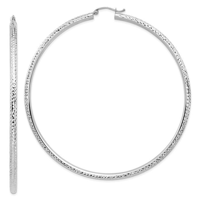 14k Lightweight 3mm Diamond-cut Hoop Earrings